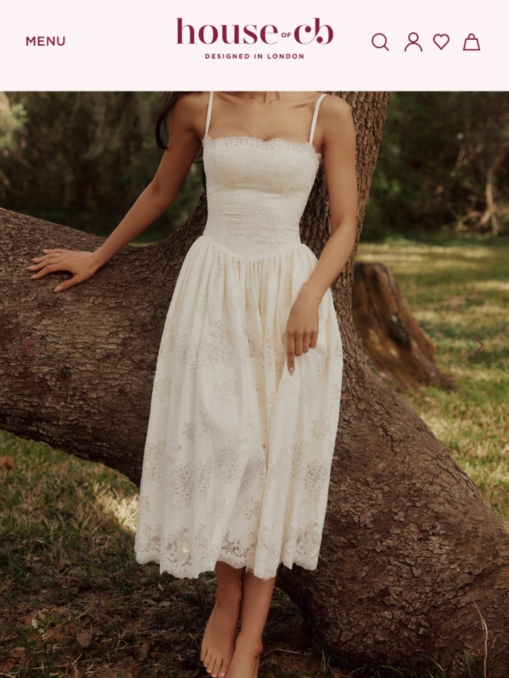 House of CB Chloe White Custom Lace + Cotton Midi Sundress